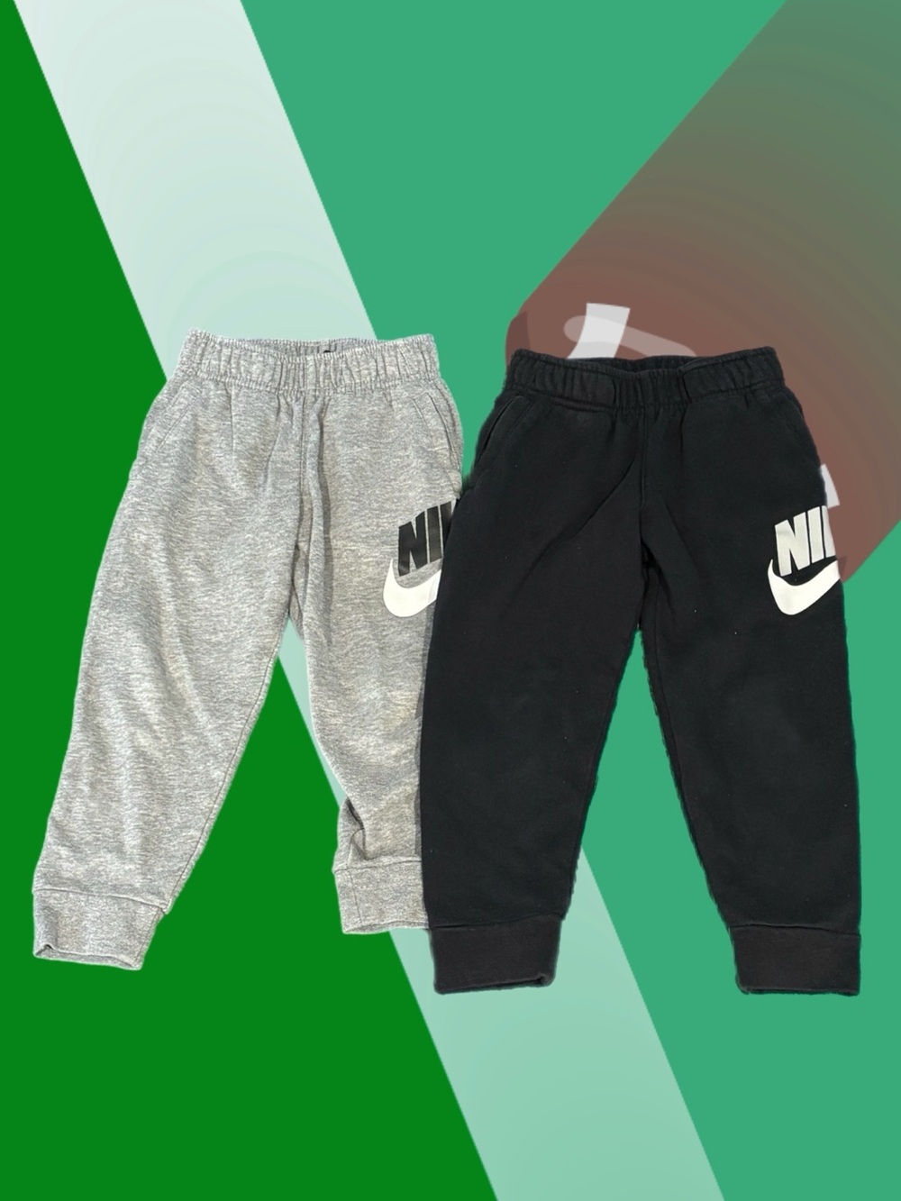 Nike Boys 4T Fleece Jogger Sweatpants Lot Black Gray Swoosh - Set of 2